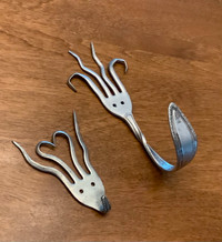Coat Hook, Silver Plate Fork, Key Hook, Vintage Cutlery  reused