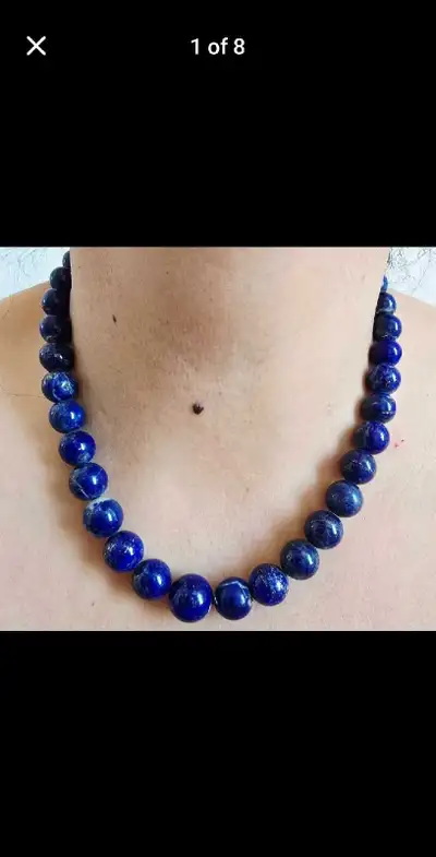 Hand-polished Authentic Lapis Lazuli Necklace from Afghanistan, View more