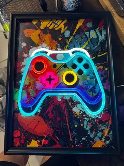 Qoibraze Neon Gaming Poster 12x16 – Framed Canvas Wall Art – NEW, View more
