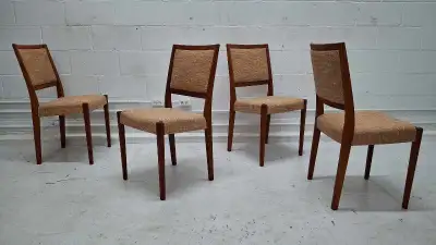 4 Scandinavian mid-century teak dining chairs , View more