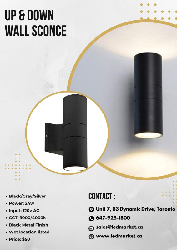 UP & DOWN WALL SCONCE in Outdoor Lighting in Oshawa / Durham Region