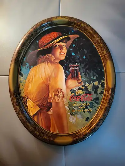 Vintage 1976 Reproduction of 1916 WW1 Girl Ad Commemorative Large Coca-Cola Tray. Authentic limited...