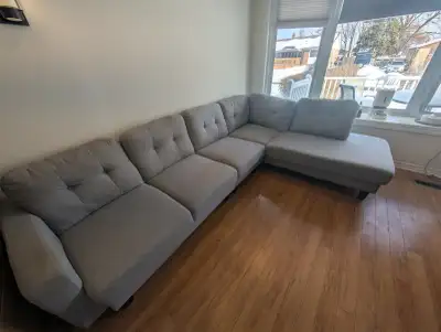 Structube “Warren” Right Light Grey Sectional Sofa, View more