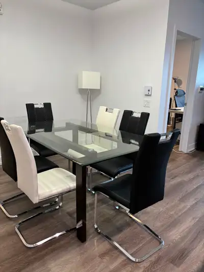 Glass top Dining Table with 6 Chairs, View more