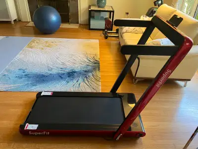 Only use a few times. Almost Brand new. Nice treadmill can connect to phone and play music. Remote C...