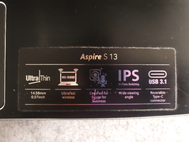Acer Aspire S13 S5-371, 13.3 inch, 256GB SSD, 8GB RAM in Laptops in Ottawa - Image 3