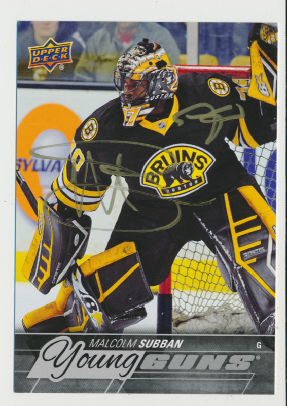 MALCOLM SUBBAN BOSTON BRUINS EX-RARE SIGNED UD YOUNG GUNS CARD in Arts & Collectibles in Oakville / Halton Region