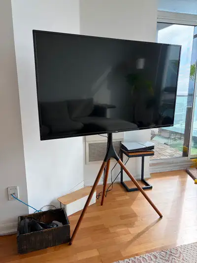 55” LED television and stand, View more