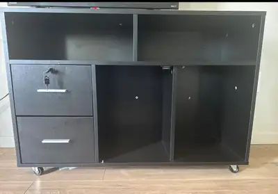 Black Rolling Storage Cabinet with 2 Drawers, View more