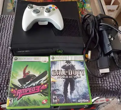 Xbox 360 Slim + games and controller , View more