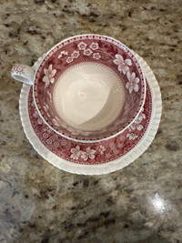 Spode Tower Pink Tea Cup And Saucer Set of 8