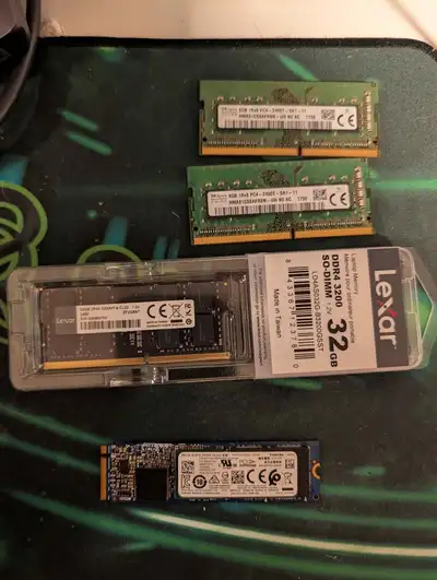 Memory SODIMM (2x8gb 1x32gb DDR4) and 256GB NvME, View more