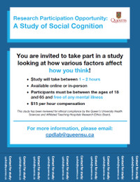 Looking for participants for a study at Queen's University!