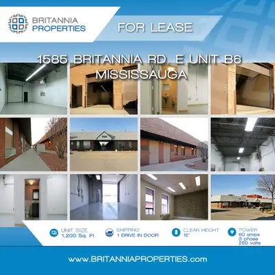 Multiple Units For Lease 1200 Sq.Ft. Industrial Units with a drive-in shipping door available immedi...