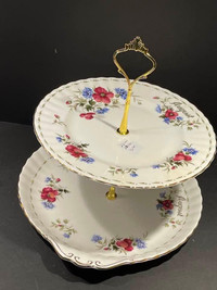 Vintage Royal Albert Flower Of The Month series  two cake stand 