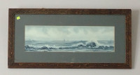 Beautiful watercolour of a seascape in early century frame