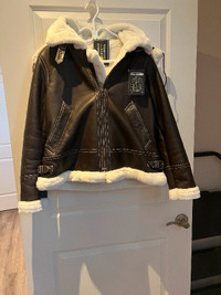 Brand new women's B3 bomber style leather & Sherling jacket