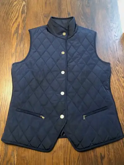 Talbots navy quilted vest size small, View more