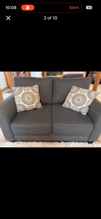 Grey Fabric Sofa and Loveseat Set, View more