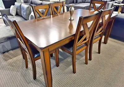 7-Piece Dining Room Set – Sturdy Wood Table + Cushioned Chairs, View more