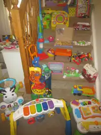 ASSORTED LEARNING TOYS, ROCKER, ACTIVITY TABLE & MORE