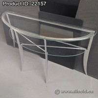 Glass and Metal Hallway Console Table w/ Lower Shelf 54" x 16"