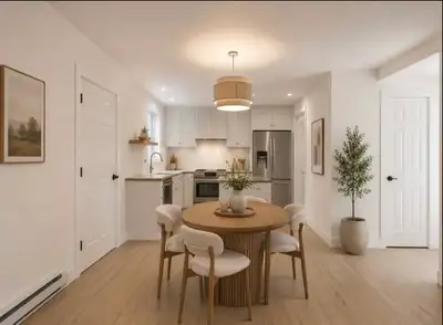 Beau 4-1/2 dans un duplex Au Rez de chaussée 2 chambres Salle de lavage Salle de bain avec douche Cu...