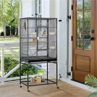  54'' Wrought Iron Construction Standing Large Bird Cage , View more