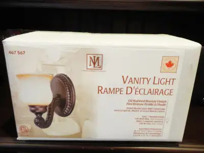 New Oil Rubbed Bronze Etched Marble Glass Single Vanity Light, View more