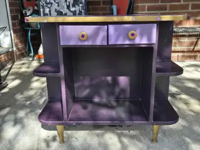 Cute antique vintage purple and gold shelf, View more