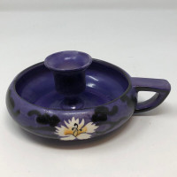 Vintage Czechoslovakia Ceramic Chamberstick Candlestick Purple