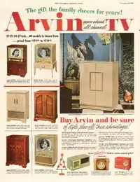 1953 large vintage magazine ad for Arvin TVs / Radios