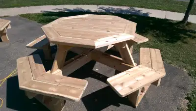 Locally sourced and built cedar picnic tables. Built with all 2x6 material and stainless Steel faste...