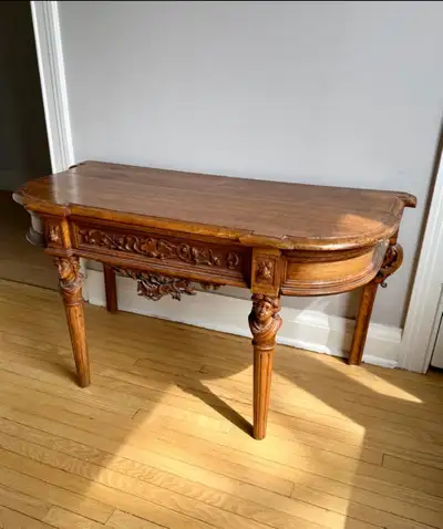 Antique Carved Wood Console Table, View more