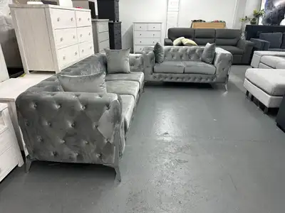 Grey Velvet Sectional Sofa, View more