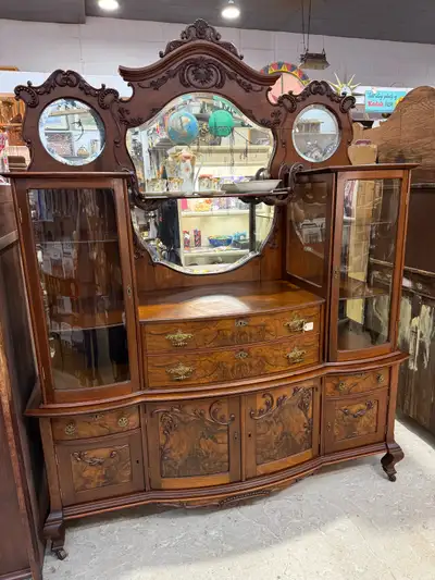 stunning large walnut sideboard cabinet , View more
