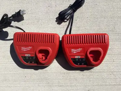 2 brand new Milwaukee M12 battery chargers, $15 each.