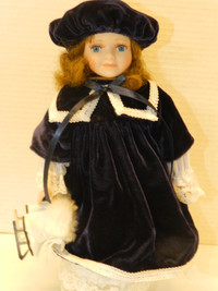 Porcelain Collector Doll 12”, 1999 Avon Victorian Skater Doll An