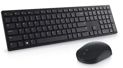 New black Dell pro wireless keyboard and mouse KM5221W, View more
