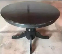 Solid wood, black circular table