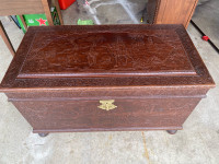Antique Solid Cedar Handcarved Chest  