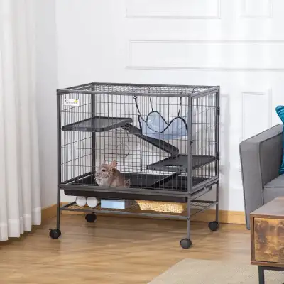 31.5"W small Animal Cage with Hammock, 3-Tier Ferret Cage , View more