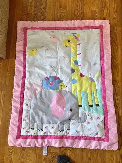 Baby Crib Bed Comforter Blanket Elephant Giraffe Pink, View more