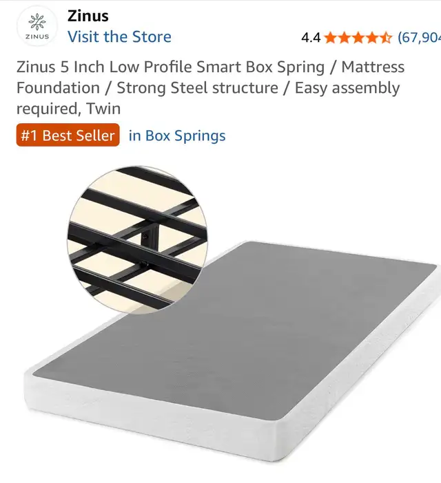 Zinus Twin Box Spring in Beds & Mattresses in Oshawa / Durham Region - Image 2