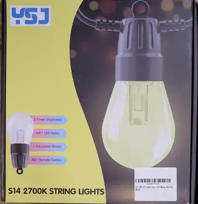 YSJ Lights Outdoor Waterproof, 49FT with 20 Bulbs, View more
