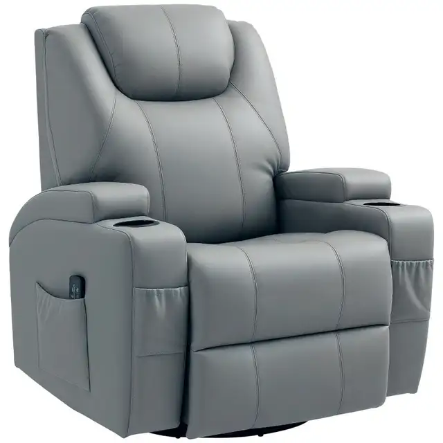 Massage Recliner Chair Leather Swivel Rocker Manual Reclining Ch in Chairs & Recliners in Markham / York Region - Image 11