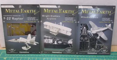 Fascinations Metal Earth 3D Metal Model Kits 3 kits available F-22 Raptor $20.00 Wright Brothers Air...