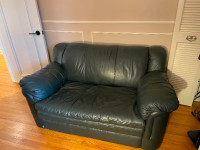 Leather pull out couch