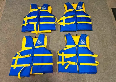 Four adult life jackets, View more