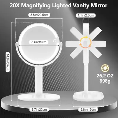 Illuminate your beauty routine with this used 20X Magnifying Lighted Vanity Mirror! This mirror feat...